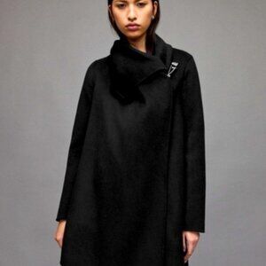 All Saints Monument Black Wool Blend Coat